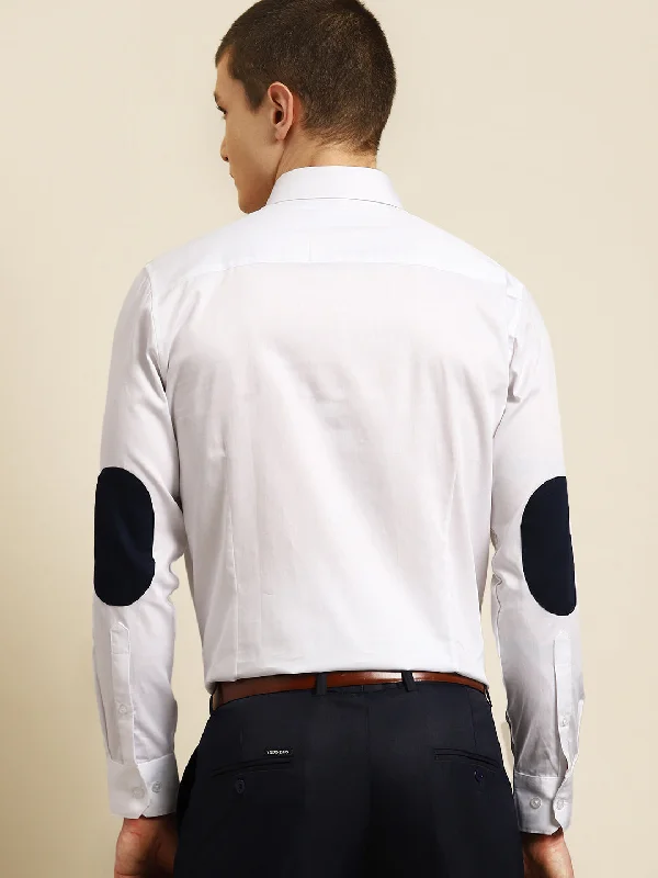Men's Patterned Casual Shirts for Relaxed StylingDENNISON Elbow Patch Smart Slim Fit Opaque Formal Shirt