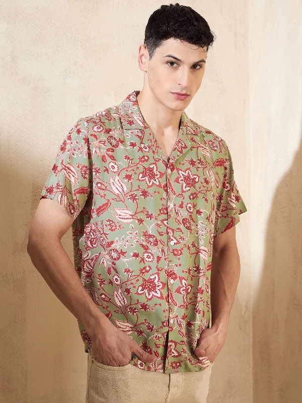 Men's Long-Sleeve Shirts for Year-Round WearGrey & Red Oversized Casual Shirt