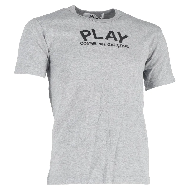 Men's Shirts with Patchwork PatternsComme Des Gracons Play Logo T-Shirt Grey Cotton