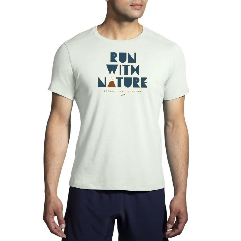 Men's Shirts with Lace-Up HemlinesMen's Distance Graphic Short Sleeve 2.0 T-Shirt In Run With Nature