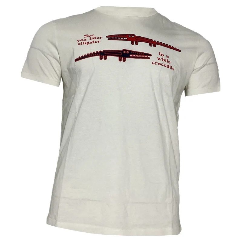 Men's Shirts with Roll-Up SleevesMoncler Aligator Crew-Neck T-Shirt in White Cotton