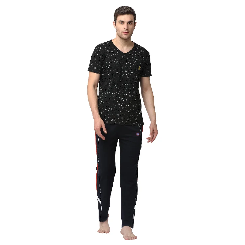 Mack Jonney Black Dark Blue Night Suit For Men's