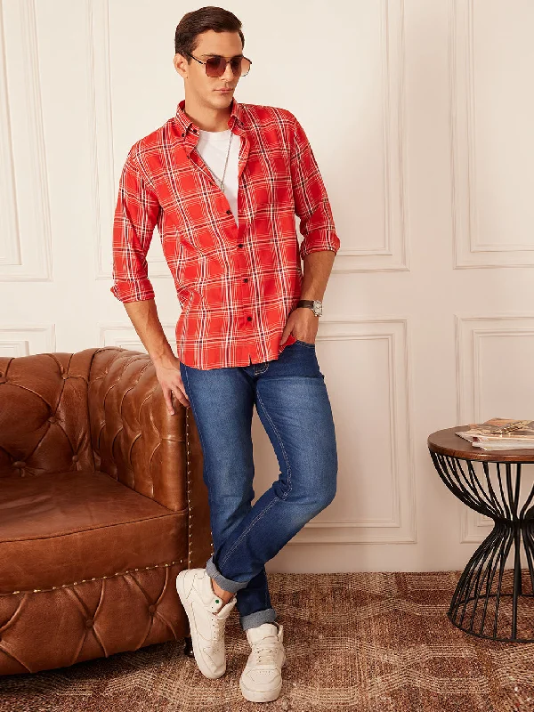 Men's Muscle Fit T-Shirts for a Body-Hugging FitDENNISON Smart Tartan Checked Button-Down Collar Casual Shirt