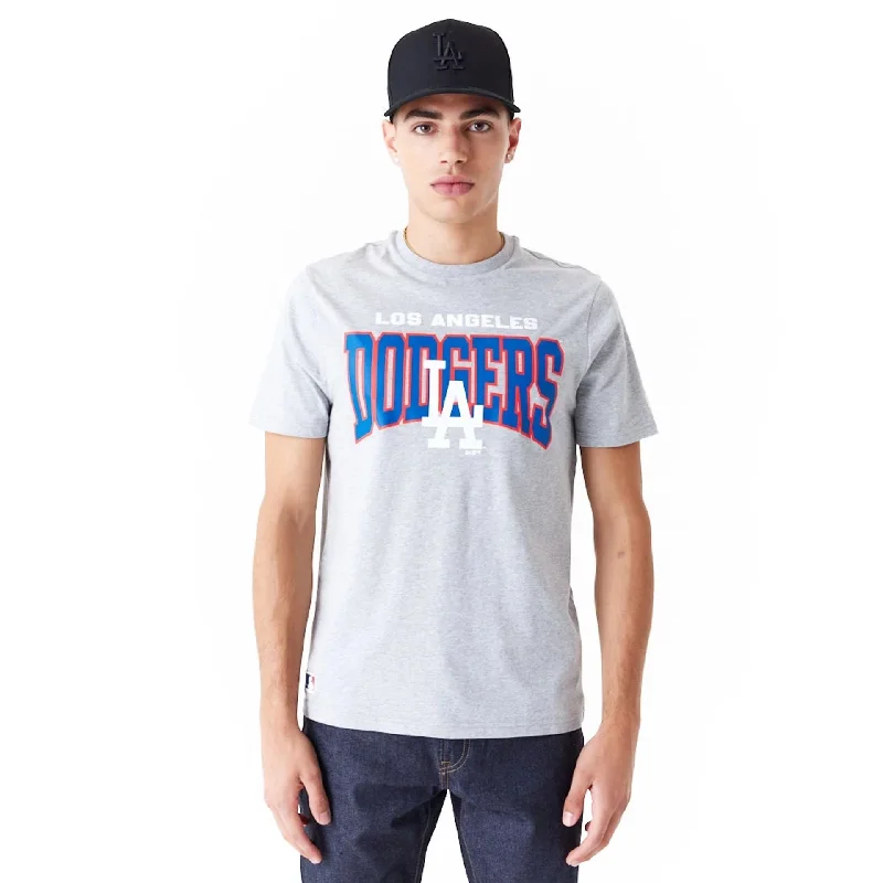 Men's Shirts with Embellished SleevesLA Dodgers MLB Arch Wordmark Graphic Grey T-Shirt