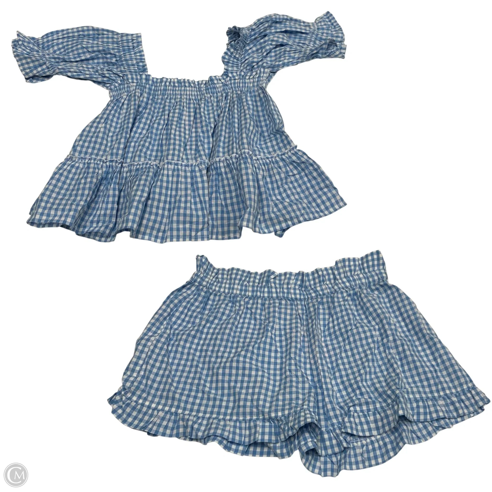 Men's Pants with Contrast StitchingShorts Set By Elizabeth Wilson In Blue & White, Size: L