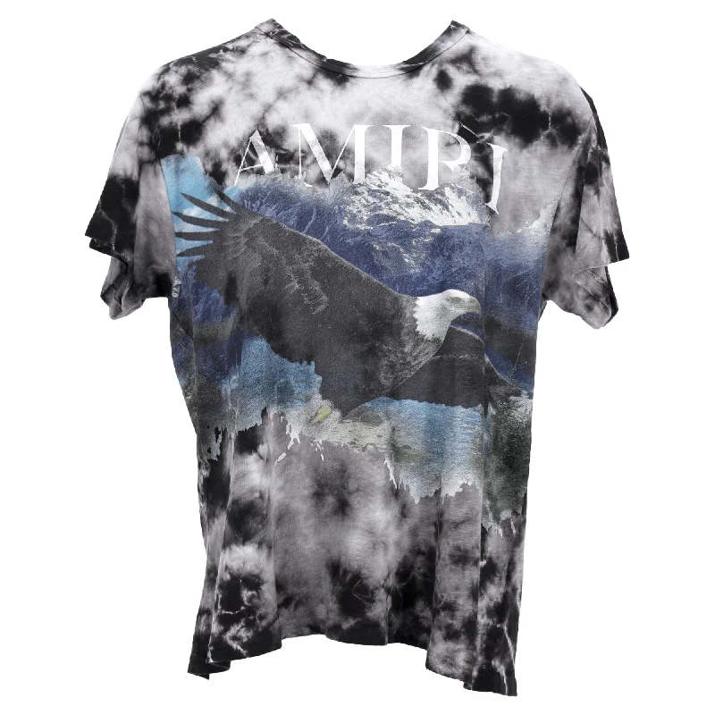 Men's Shirts with Double-Breasted DesignsAmiri Eagle Tie Dye Short Sleeved T-shirt in Black Cotton