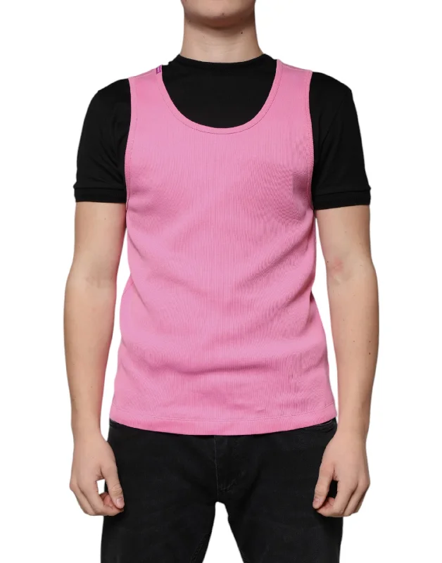 Men's Shirts with Full PlacketsDolce & Gabbana  Cotton Round Neck Sleeveless Men's T-shirt