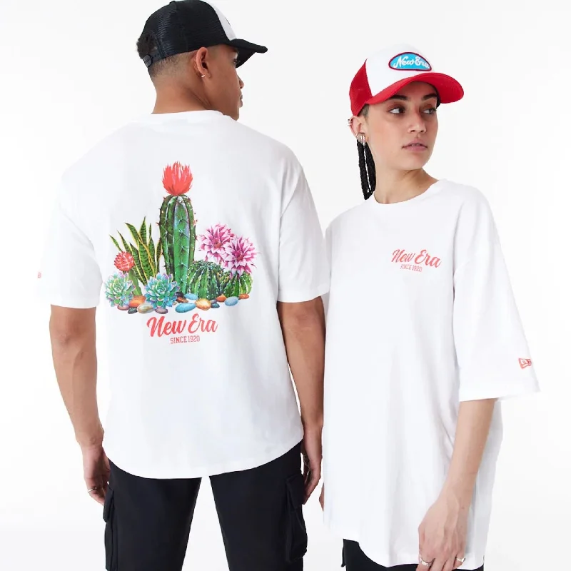 Comfortable Men's Polo ShirtsNew Era Cactus Graphic White Oversized T-Shirt