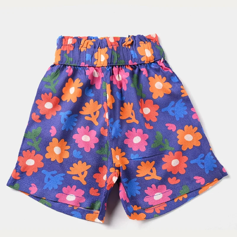Men's Pants with Hidden ButtonsInfant Girls Cotton Viscose Short Printed Blue Flower