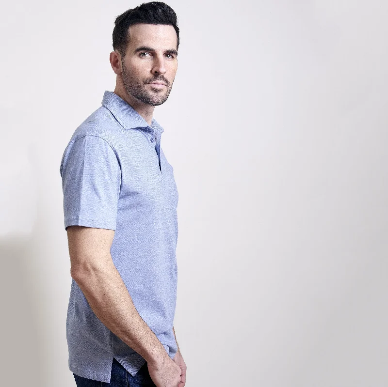Elegant Men's Dress ShirtsSuperfine Hairline Polo in Medium Blue by Left Coast Tee
