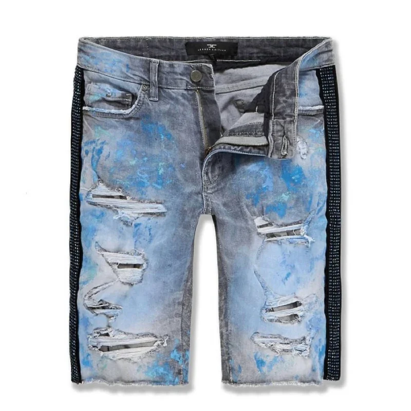 Men's Pants with Side PocketsMen's Vegas Striped Denim Shorts In Ice Blue
