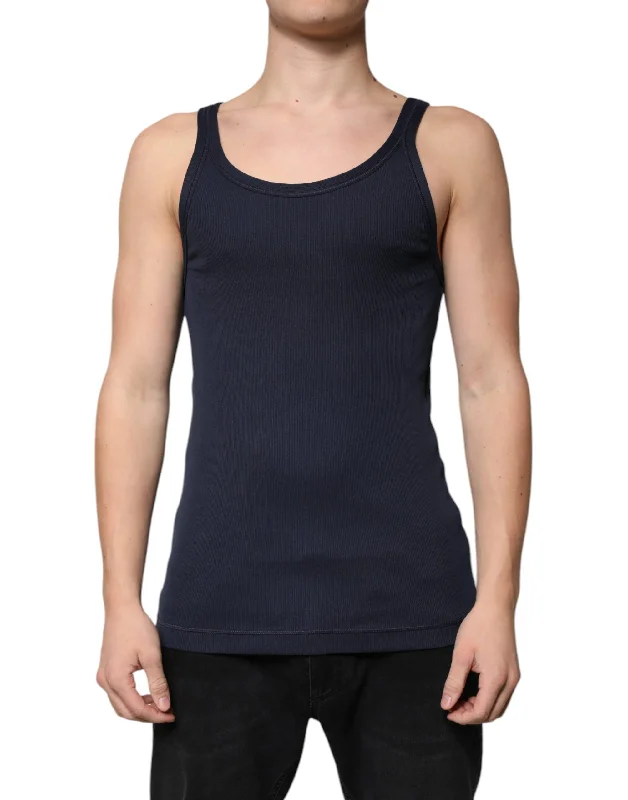 Men's Shirts with Snap ButtonsDolce & Gabbana  Cotton Sleeveless Round Neck Tank Men's T-shirt