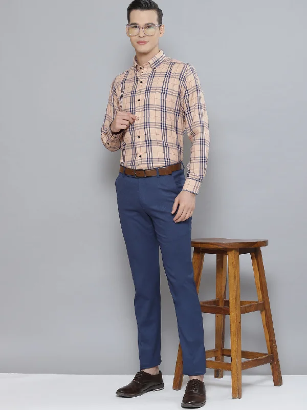 Men's Regular-Fit Shirts for a Classic FitMen Smart Tartan Checked Cotton Formal Shirt