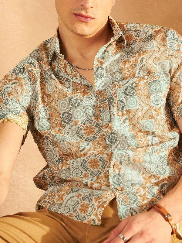 Men's Relaxed-Fit Shirts for Casual ComfortBlock Printed Cotton Shirt