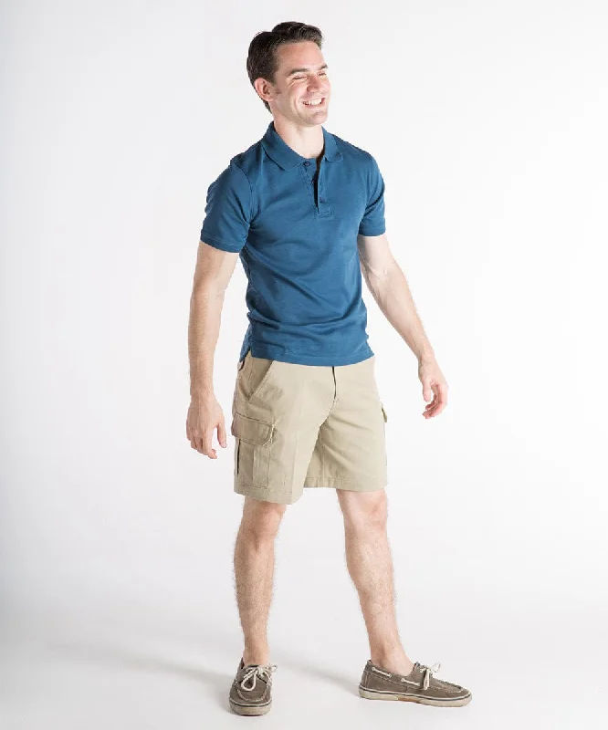 Men's Pants with Reflective Stripes for Safety'Jason' Tall Men's Cargo Shorts: Sanded Cotton, Tan - Sz 33 and 42 / Tall - FINAL SALE