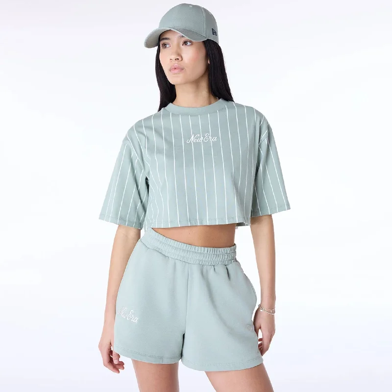 Men's Shirts with Rounded HemlinesWomens New Era Pinstripe Pastel Green T-Shirt