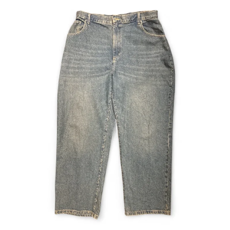 Female Straw HatsJeans Wide Leg By Clothes Mentor In Blue Denim, Size: L