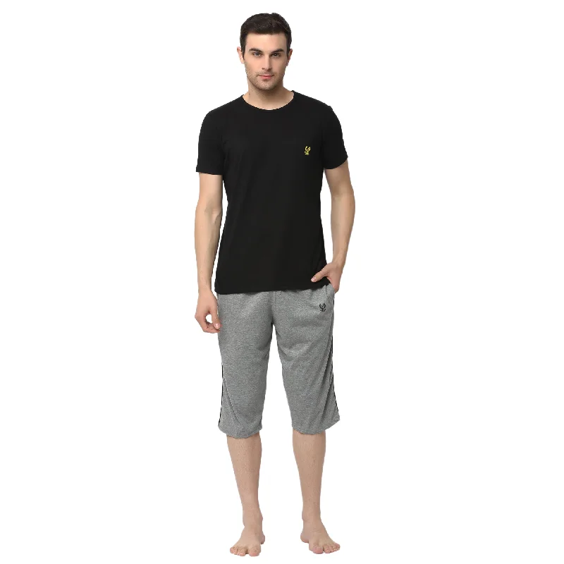Mack Jonney Silver Black Night Suit For Men's