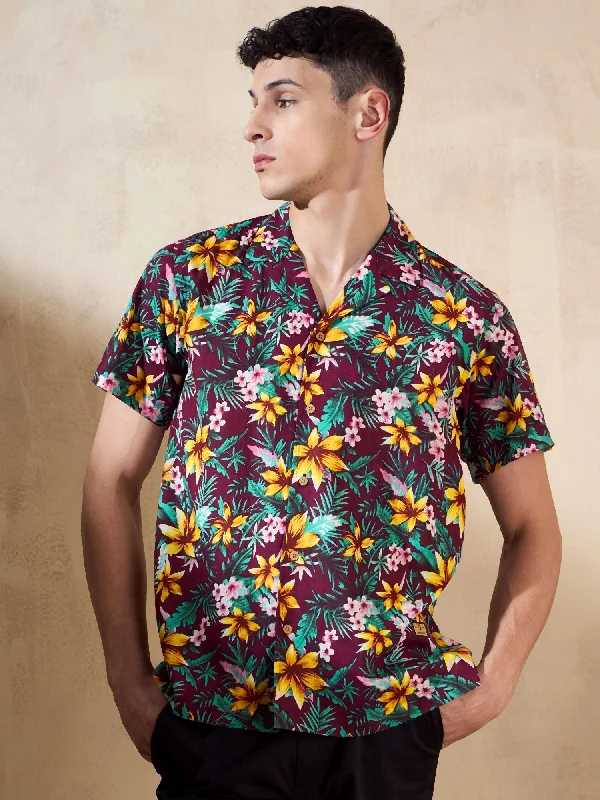 Men's Denim Shirts for a Rugged LookMaroon Oversized Casual Shirt