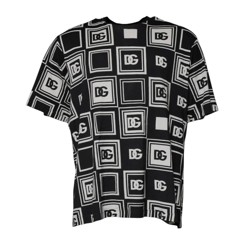 Men's Shirts with Bow TiesDolce & Gabbana  Logo Monogram Cotton Crew Neck Men's T-shirt