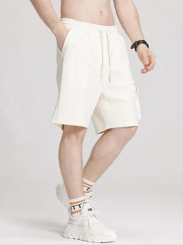 Men's Pants with Contrast WaistbandsDrawstring Men Cargo Shorts