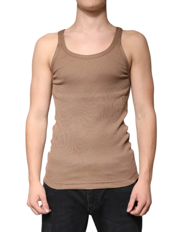 Men's Shirts with Plaid PatternsDolce & Gabbana  Cotton Sleeveless Round Neck Tank Men's T-shirt