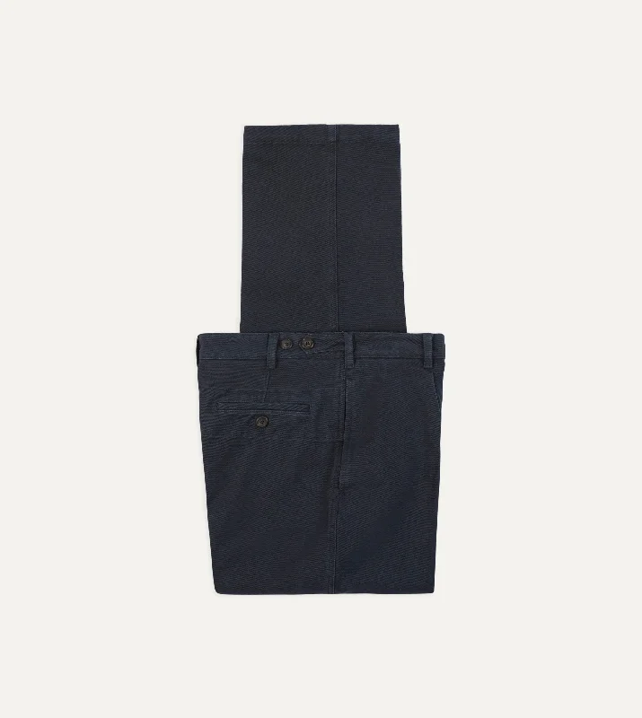 Men's Pants with Turn-Up CuffsDark Navy Heavy Cotton Twill Games Trousers