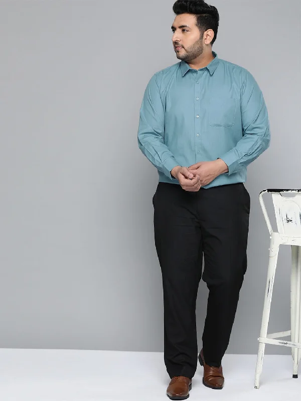 Men's French-Cuff Shirts for a Sophisticated EdgeDENNISON Men Blue Smart Slim Fit Pure Cotton Solid Formal Shirt