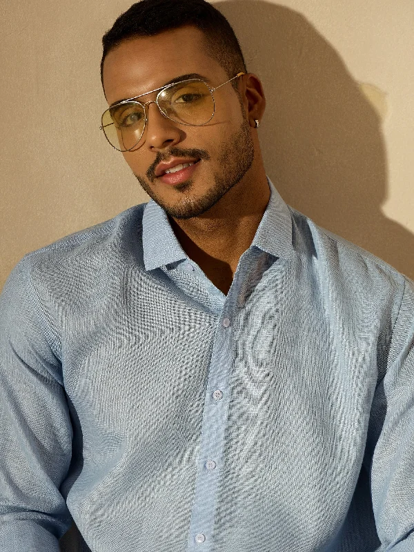 Men's Timeless Dress Shirts for Enduring StyleSky Blue Simple Oversized Linen Shirt