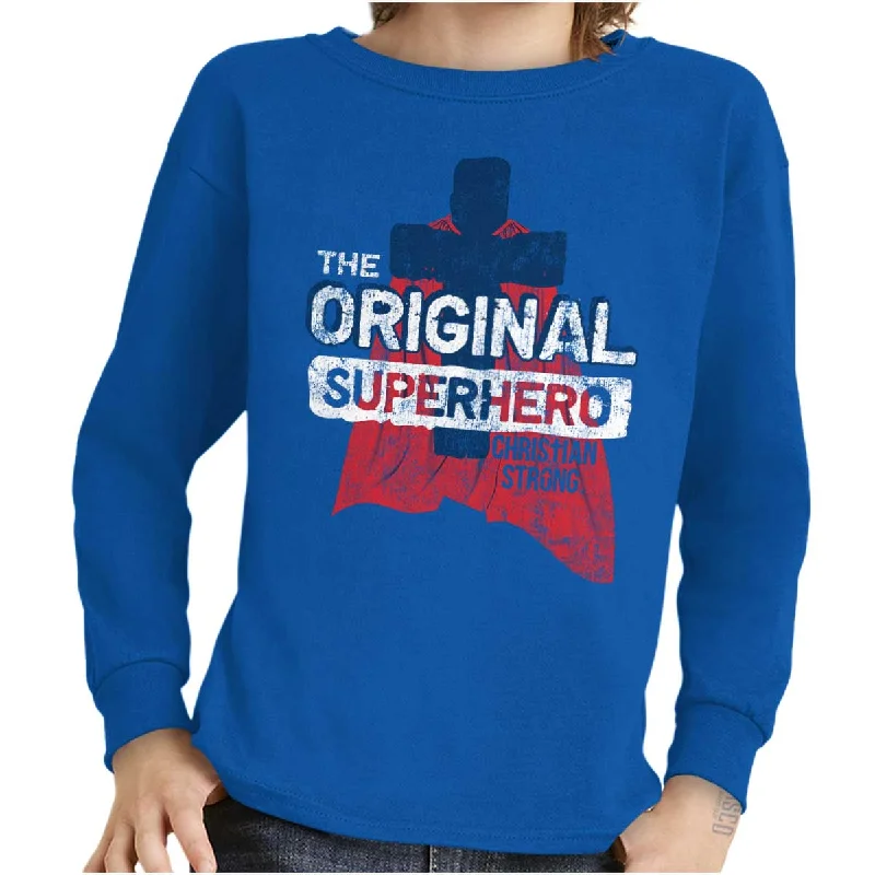 Men's Solid-Color Button-Down Shirts for VersatilityOriginal Superhero Youth Long Sleeve T Shirt