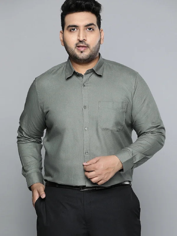 Men's Fishing Shirts for Water SportsMen Olive Green Smart Slim Fit Pure Cotton Opaque Formal Shirt