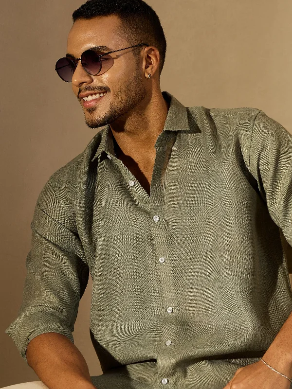 Men's Skinny-Fit Shirts for a Trendy LookGreen Simple Oversized Linen Shirt