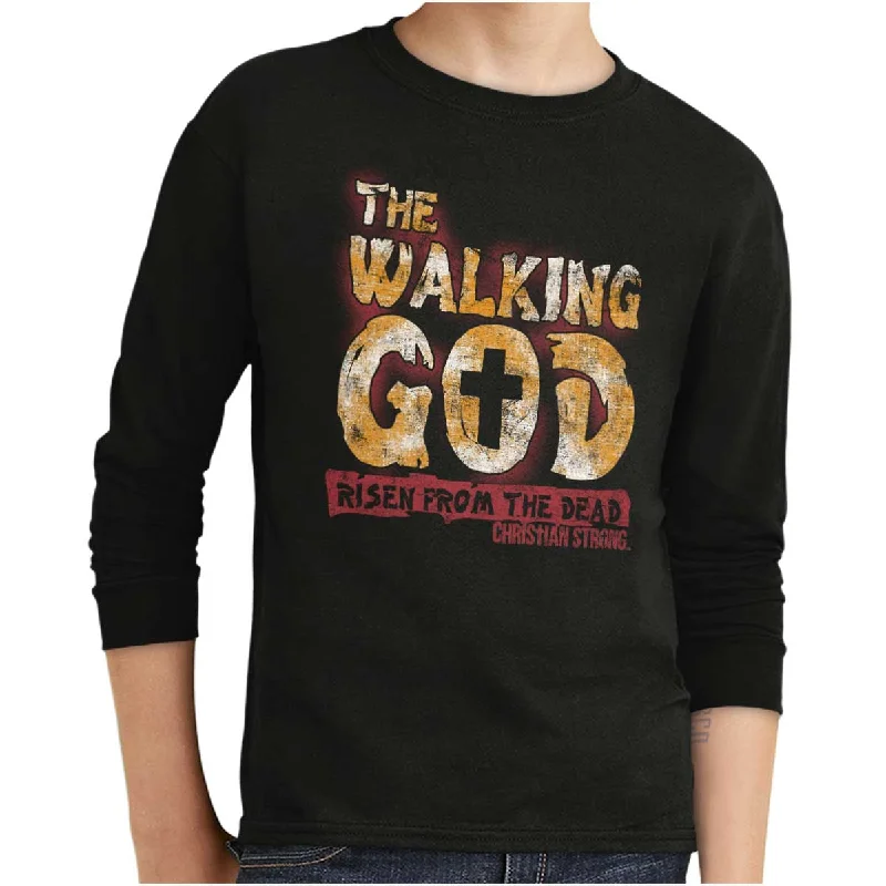 Men's Pattern-Play Shirts for a Fun TwistThe Walking God Youth Long Sleeve T Shirt