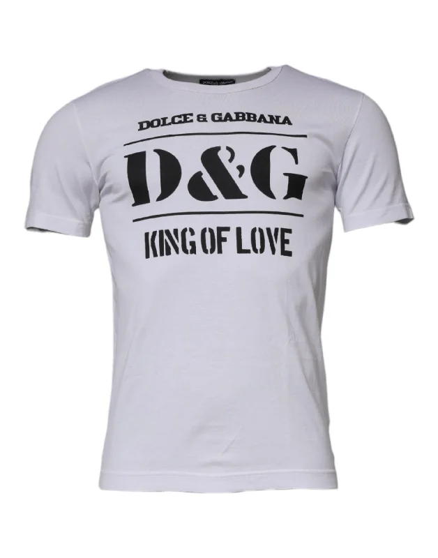 Stylish Men's HenleysDolce & Gabbana  D&G King Of Love Cotton Crew Neck Men's T-shirt (Pre-Owned)