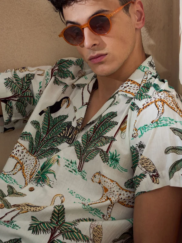 Men's Unique Dress Shirts for a Statement LookCream Oversized Casual Shirt