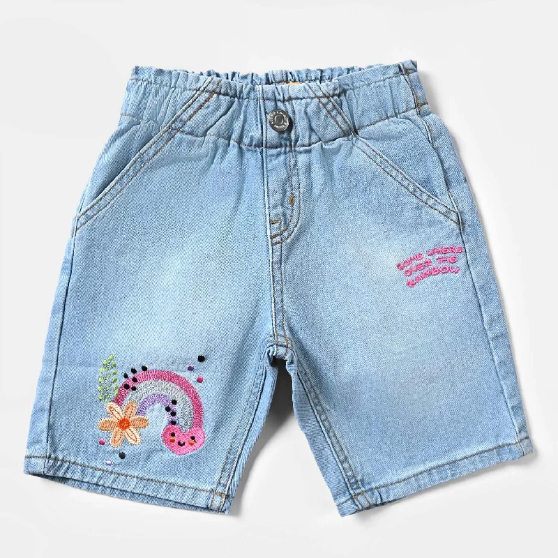 Men's Pants with Slant PocketsGirls Denim Short Rainbow-Ice Blue