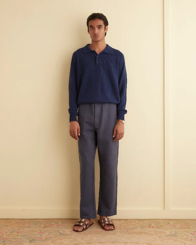 Men's Patterned Pants with ChecksSweatpants - Navy