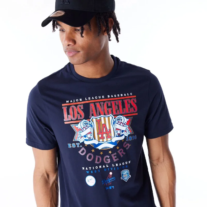 Men's Shirts with Single-Breasted DesignsLA Dodgers MLB Badge Graphic Navy T-Shirt