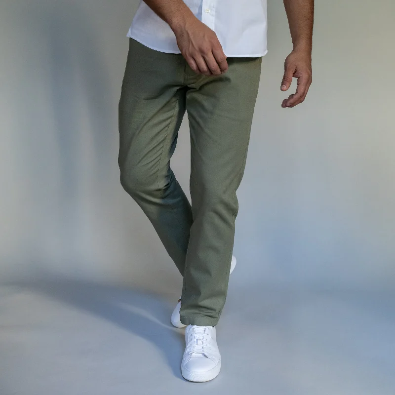 Men's Pants with Zippered PocketsStretch Chinos Standard Fit - Olive