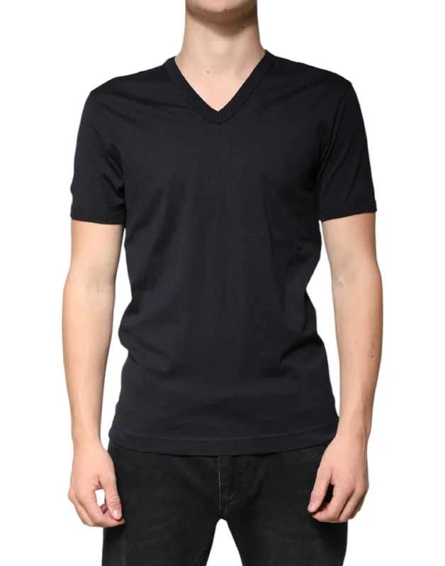 Men's Flowy Shirts for a Relaxed LookDolce & Gabbana  Cotton V-neck Short Sleeves Men's T-shirt