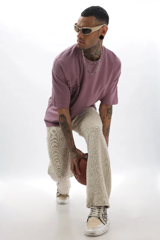 Men's Shirts with Velcro ClosuresGameOn XO Purple Dropshoulder Tshirt
