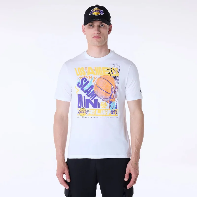 Classic Men's Button-Up ShirtsLA Lakers Basketball Graphic White T-Shirt