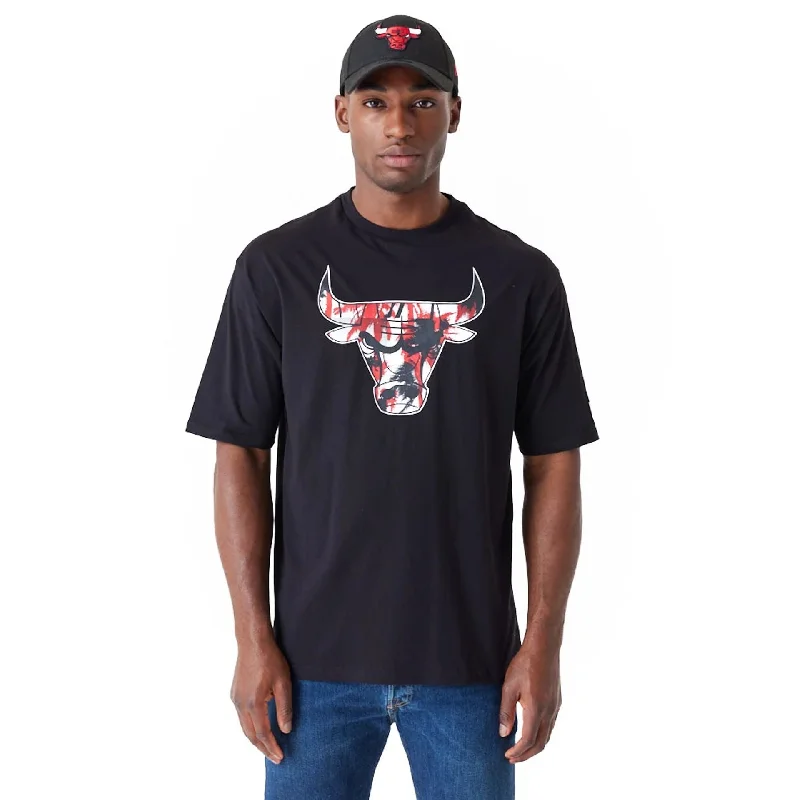 Elegant Men's Dress ShirtsChicago Bulls NBA Large Infill Black Oversized T-Shirt