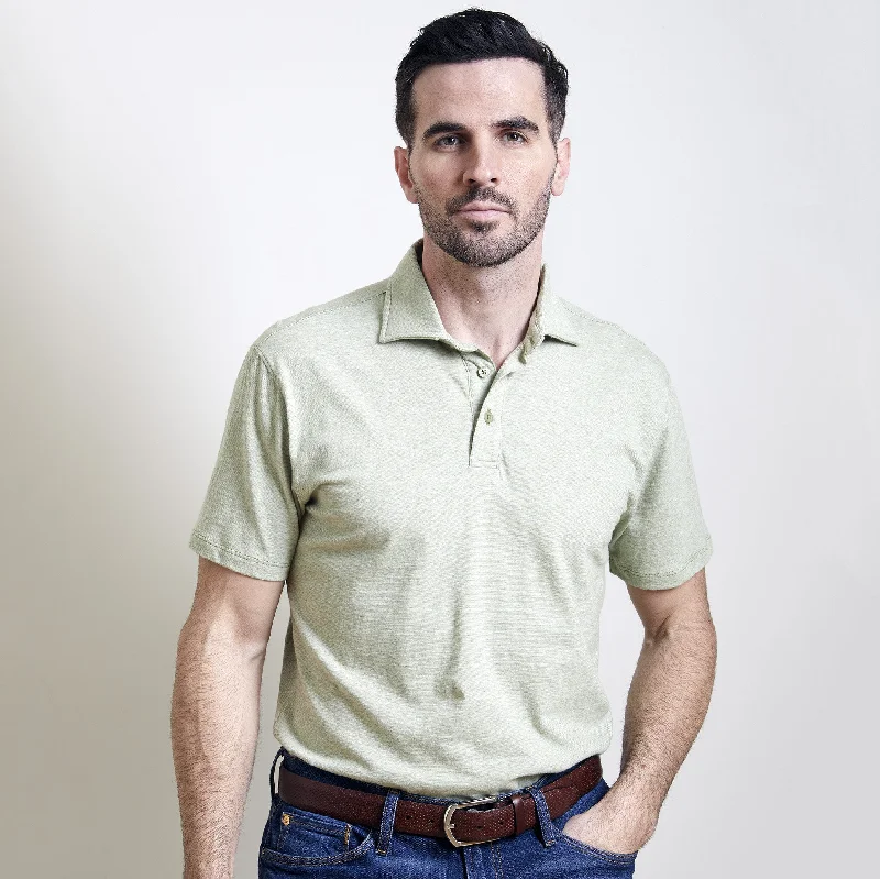 Men's Shirts with Custom MonogramsSuperfine Hairline Polo in Green by Left Coast Tee