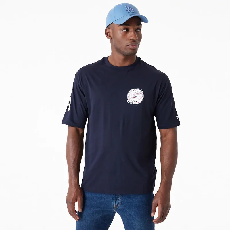 Men's Shirts with Contrast StitchingLA Dodgers Baseball Graphic Navy Oversized T-Shirt