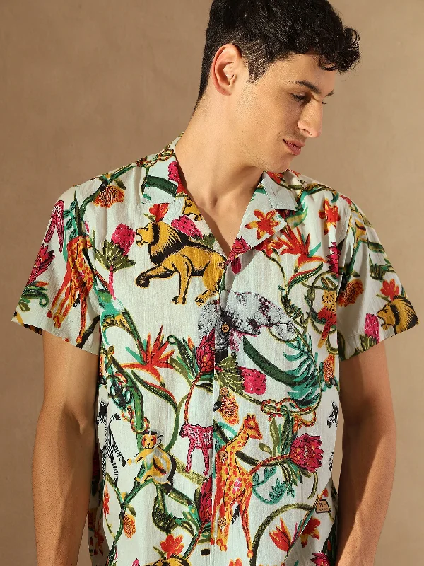 Men's Graphic Print T-Shirts for a Statement LookBlock Printed Cotton Shirt