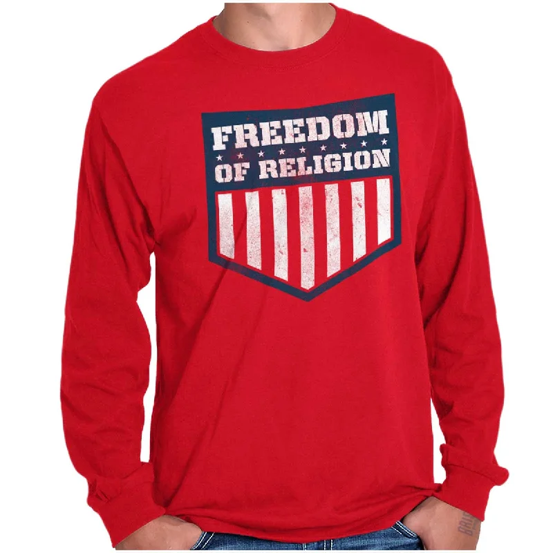 Men's Machine-Washable Shirts for ConvenienceFreedom of Religion Long Sleeve T Shirt