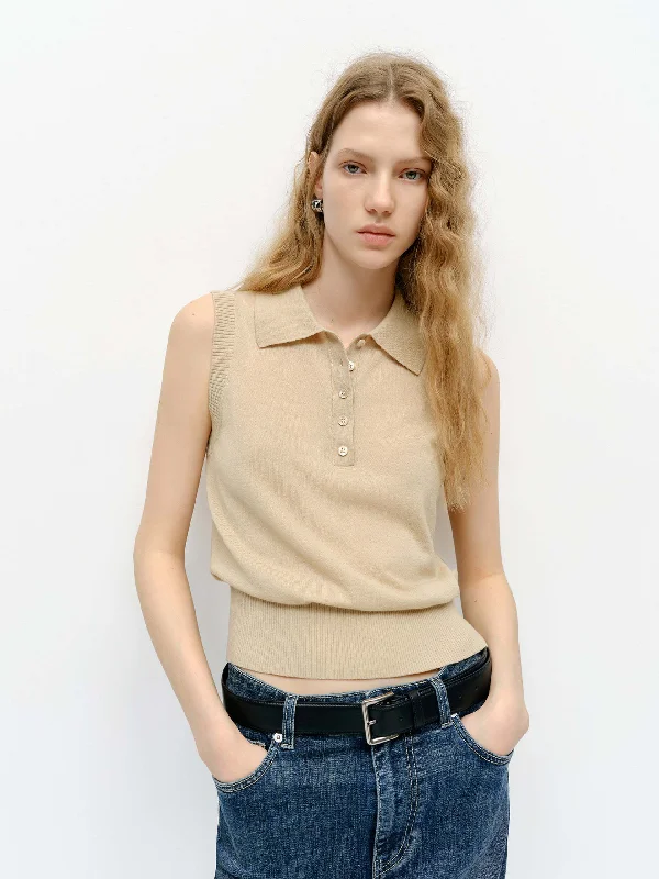 Lapel Collar Wool Knit Vest