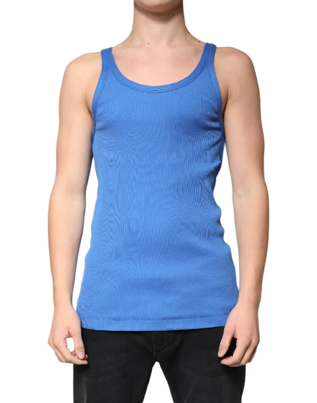 Men's Shirts with Lace-Up HemlinesDolce & Gabbana  Cotton Sleeveless Round Neck Tank Men's T-shirt