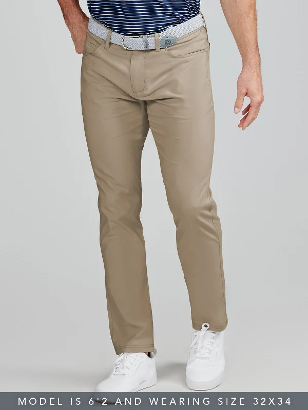 Men's Pants with Zippered PocketsMotion Pant Tailored Fit - Mid-Khaki